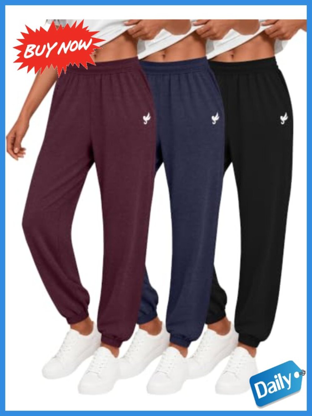 3 Pack Women's Lightweight Sweatpants Joggers with Pockets